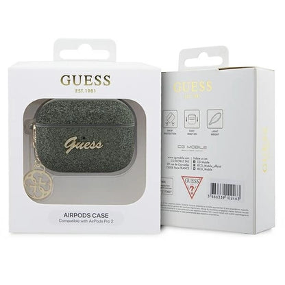 Guess GUAP2GLGSHA AirPods Pro 2 cover green/kaki Glitter Flake 4G Charm_3