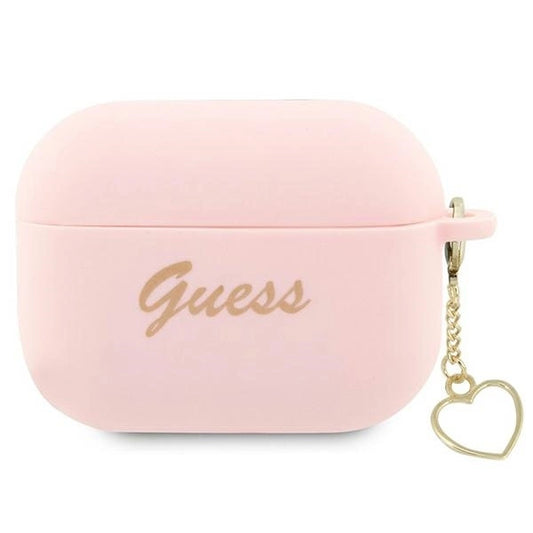 Guess GUAP2LSCHSP AirPods Pro 2 cover pink/pink Silicone Charm Heart Collection_0