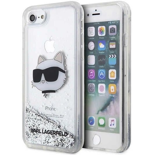 Karl Lagerfeld KLHCI8LNHCCS iPhone 7/8/ SE 2020/2022 silver/silver hardcase Glitter Choupette Head_0