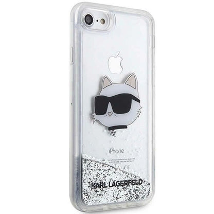 Karl Lagerfeld KLHCI8LNHCCS iPhone 7/8/ SE 2020/2022 silver/silver hardcase Glitter Choupette Head_3