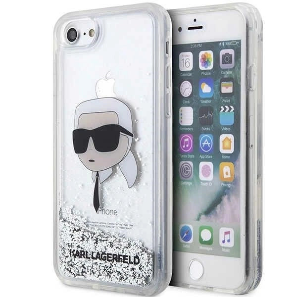 Karl Lagerfeld KLHCI8LNKHCH iPhone 7/8/ SE 2020/2022 silver/silver hardcase Glitter Karl Head_0