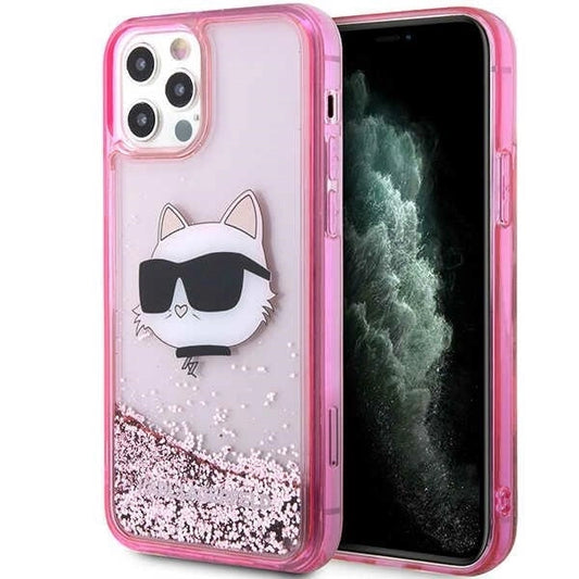 Karl Lagerfeld KLHCP12MLNCHCP iPhone 12/ 12 Pro 6.1&quot; pink/pink hardcase Glitter Choupette Head_0