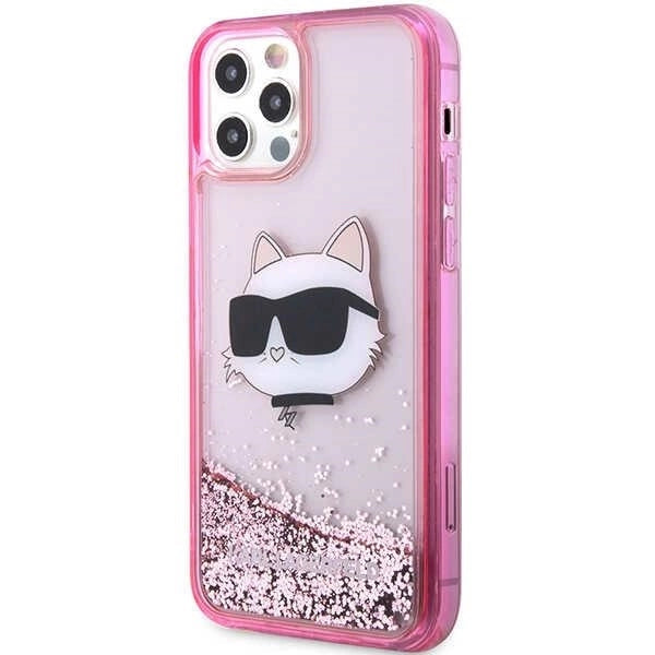 Karl Lagerfeld KLHCP12MLNCHCP iPhone 12/ 12 Pro 6.1&quot; pink/pink hardcase Glitter Choupette Head_1