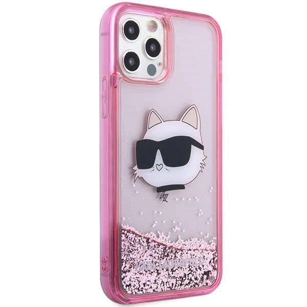 Karl Lagerfeld KLHCP12MLNCHCP iPhone 12/ 12 Pro 6.1&quot; pink/pink hardcase Glitter Choupette Head_3