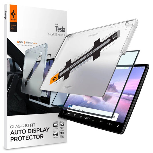 Spigen Glas.tR EZ Fit Tempered Glass for Tesla Model X 2022 / Model S 2021 - Black_0
