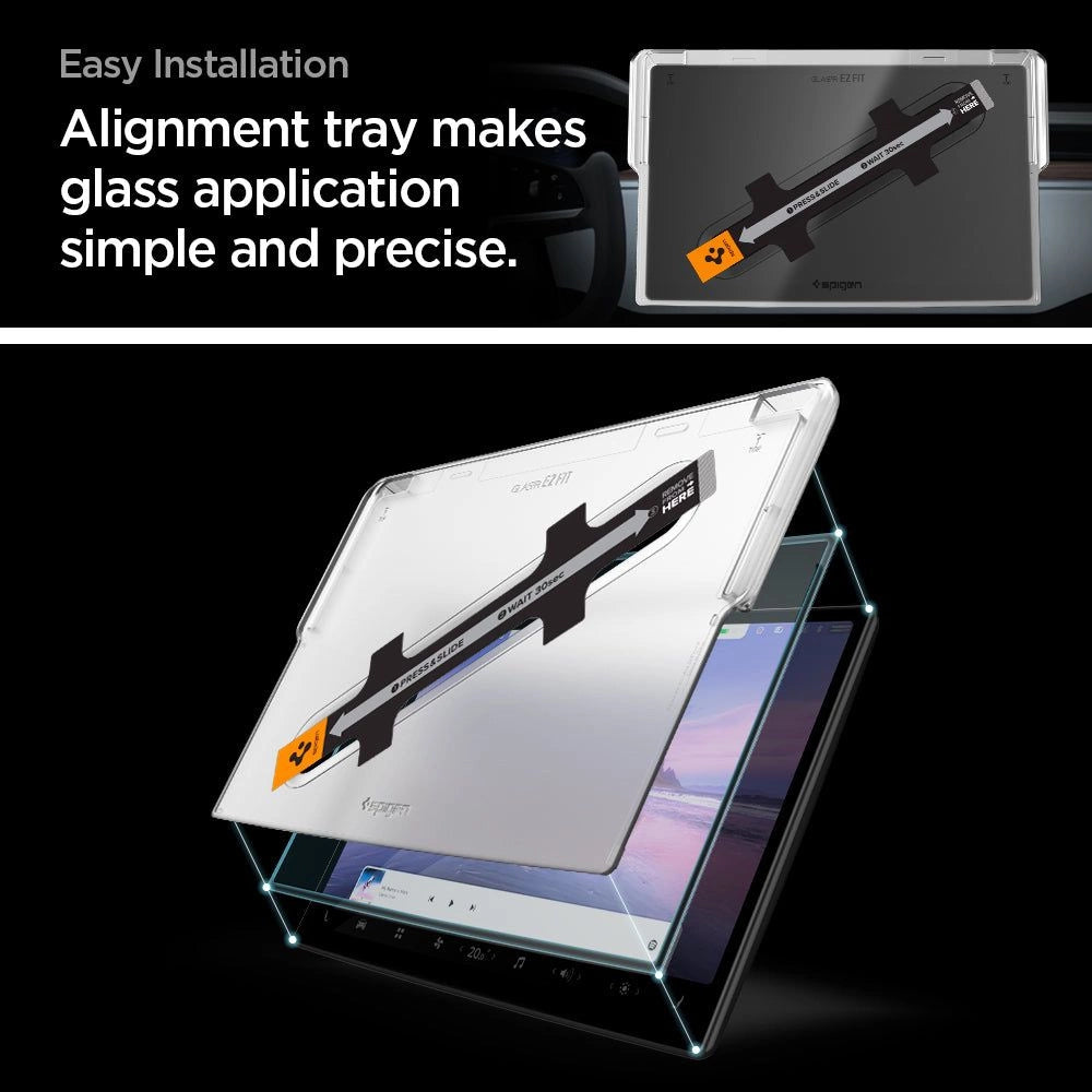 Spigen Glas.tR EZ Fit Tempered Glass for Tesla Model X 2022 / Model S 2021 - Black_9