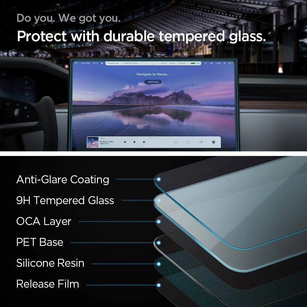 Spigen Glas.tR EZ Fit Tempered Glass for Tesla Model X 2022 / Model S 2021 - Black_10