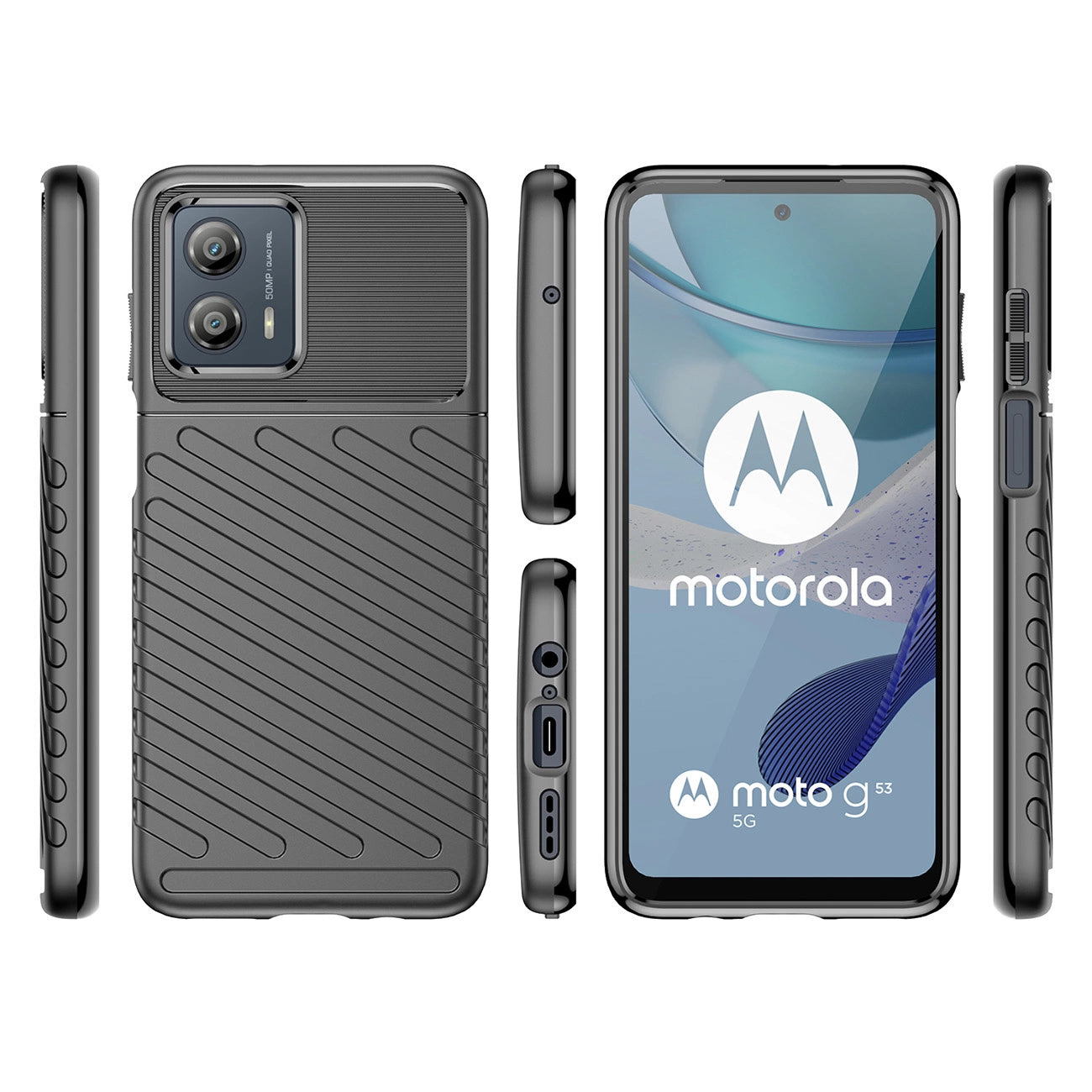 Thunder Case case for Motorola Moto G53 silicone armor case black_1