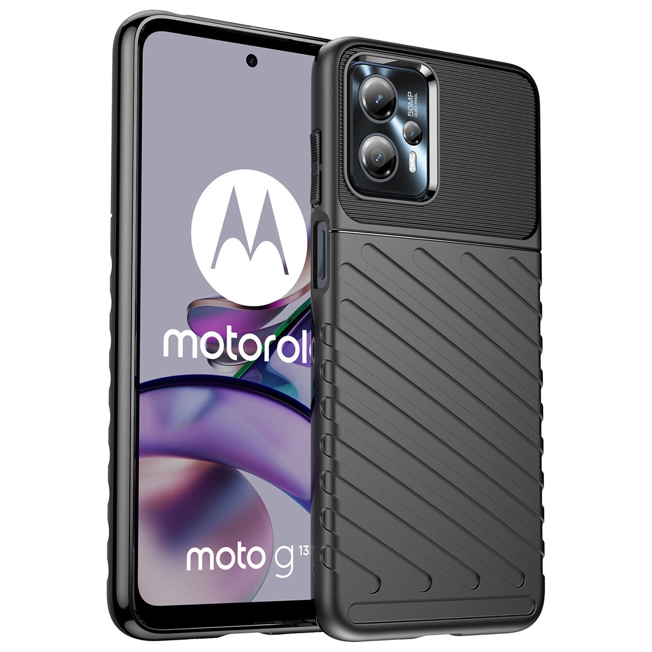 Thunder Case case for Motorola Moto G13 silicone armor case black_0