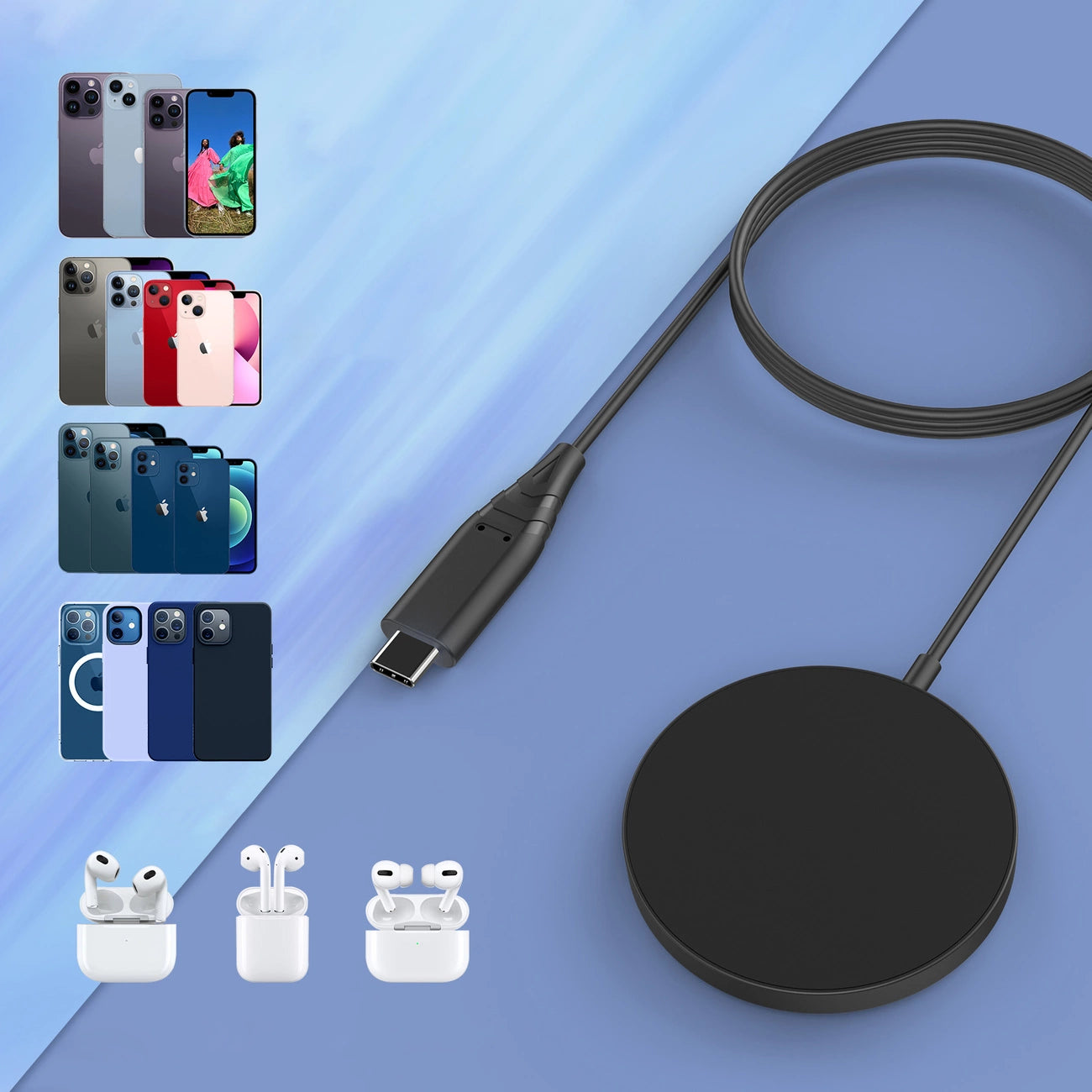 Choetech magnetic wireless charger 15W MagSafe for iPhone 12/13/14 black (T518-F-BK)_5