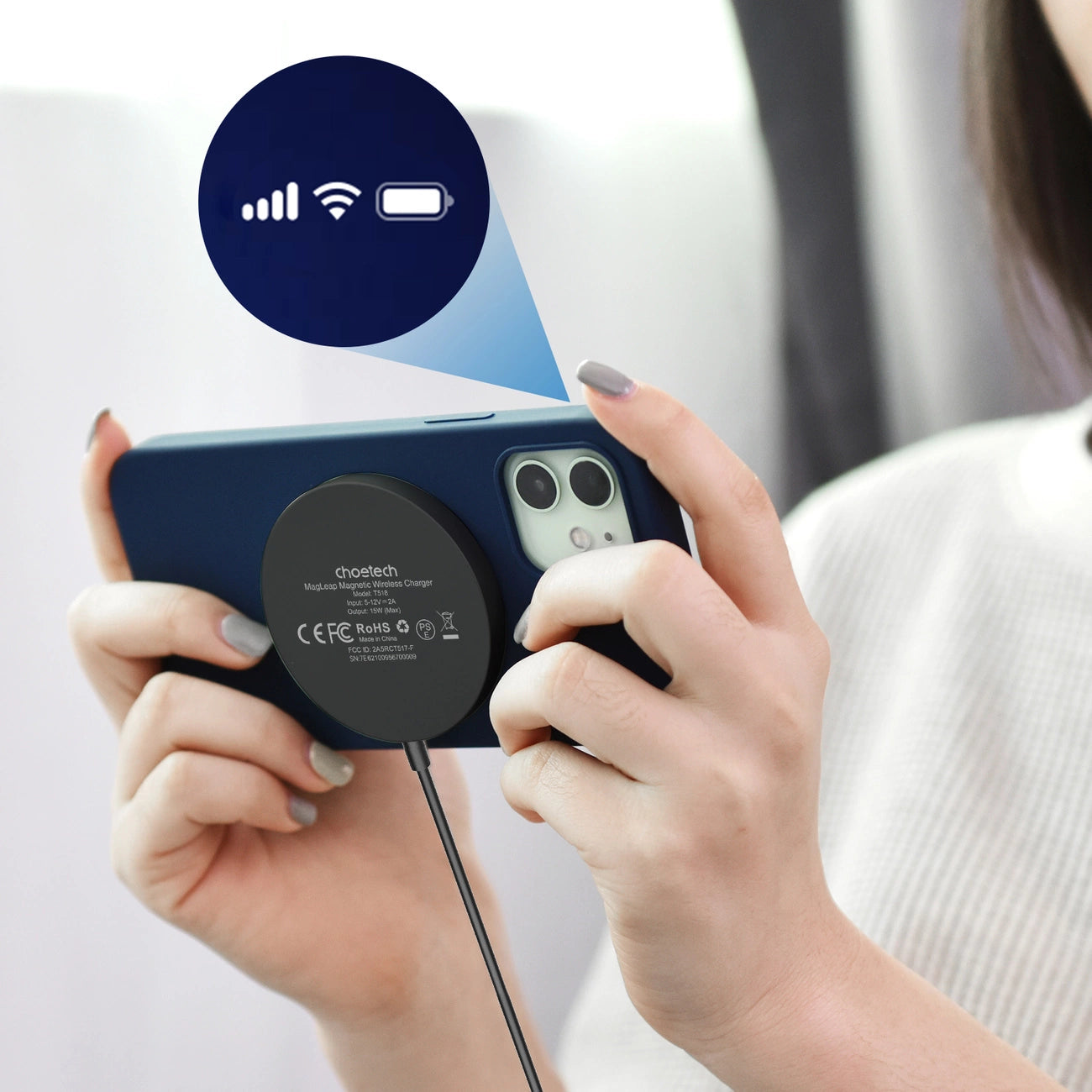 Choetech magnetic wireless charger 15W MagSafe for iPhone 12/13/14 black (T518-F-BK)_7
