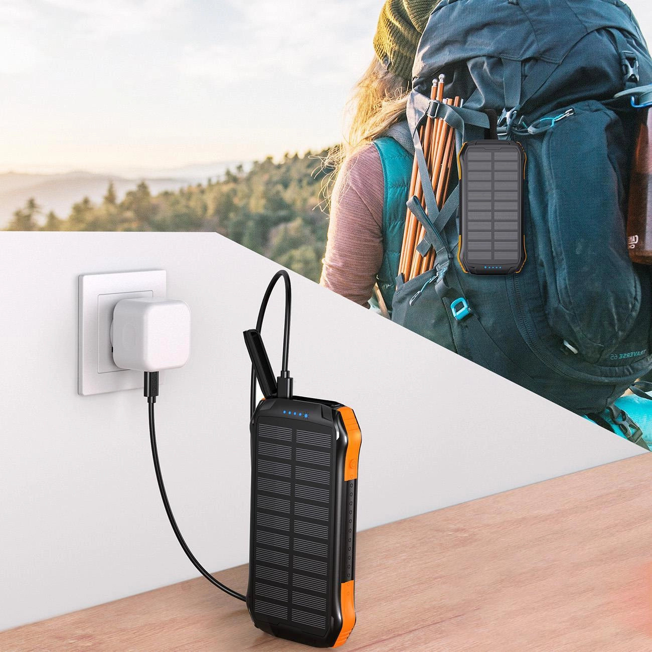 Choetech B659 solar induction power bank 10000mAh Qi 5W - orange_7