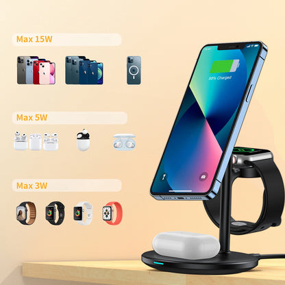 Choetech T585-F 3in1 Magnetic wireless charger station for iPhone 12/13/14 series,AirPods Pro and iwatch charger Black_9
