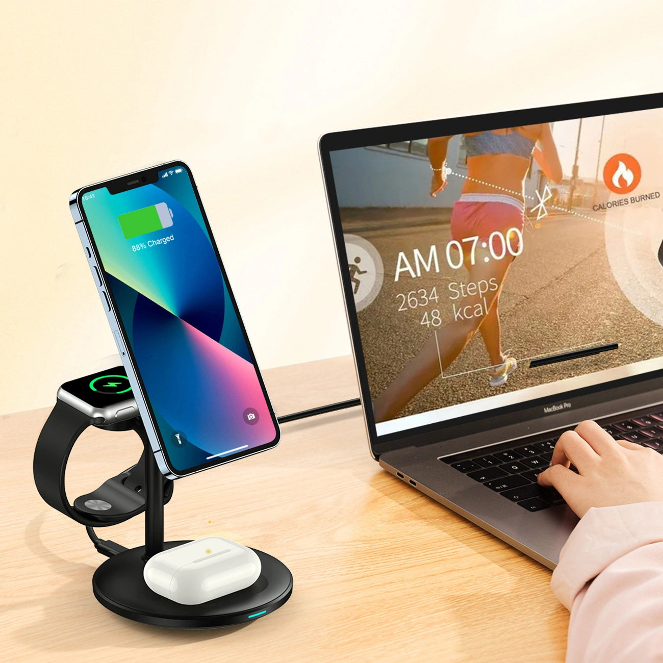 Choetech T585-F 3in1 Magnetic wireless charger station for iPhone 12/13/14 series,AirPods Pro and iwatch charger Black_10