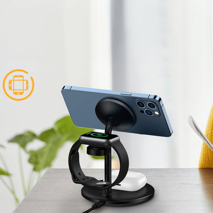 Choetech T585-F 3in1 Magnetic wireless charger station for iPhone 12/13/14 series,AirPods Pro and iwatch charger Black_12