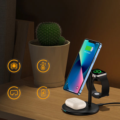 Choetech T585-F 3in1 Magnetic wireless charger station for iPhone 12/13/14 series,AirPods Pro and iwatch charger Black_8