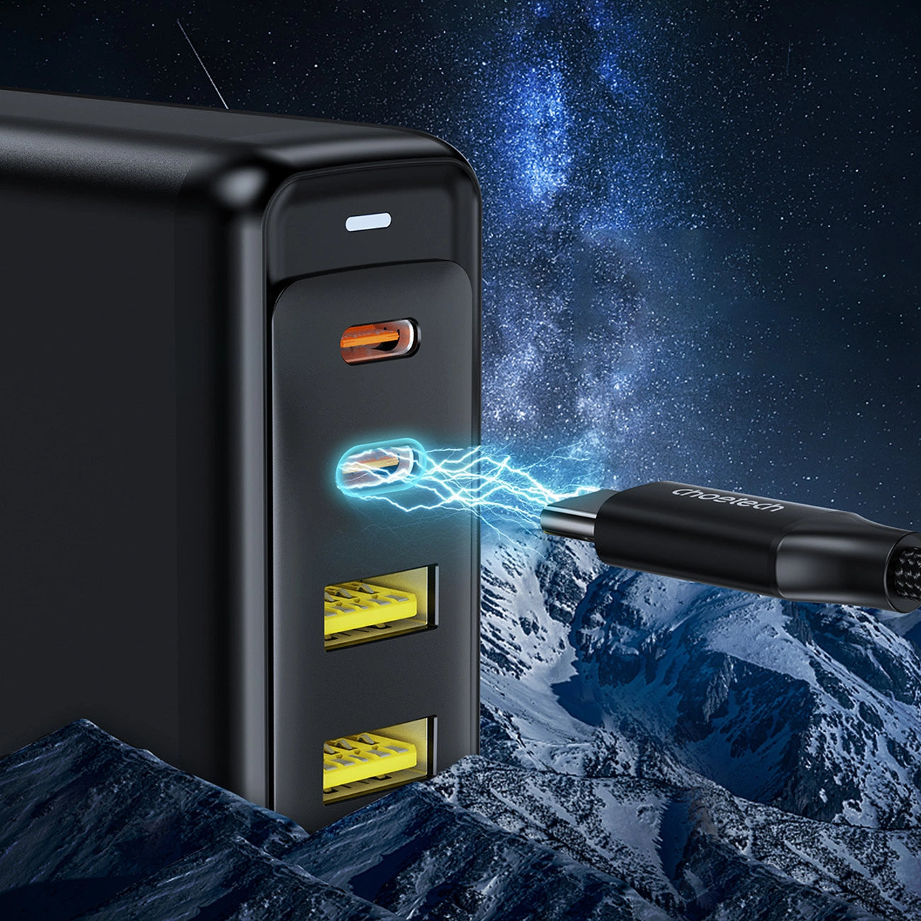 Choetech charger GaN 140W 4 ports (2x USB C, 2x USB) black (PD6005)_3