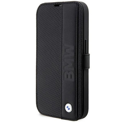 Case BMW BMBKP14X22RDPK iPhone 14 Pro Max 6.7" black/black bookcase Leather Textured&Stripe_0