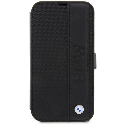 Case BMW BMBKP14X22RDPK iPhone 14 Pro Max 6.7" black/black bookcase Leather Textured&Stripe_1