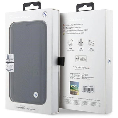 Case BMW BMBKP14X22RDPK iPhone 14 Pro Max 6.7" black/black bookcase Leather Textured&Stripe_6