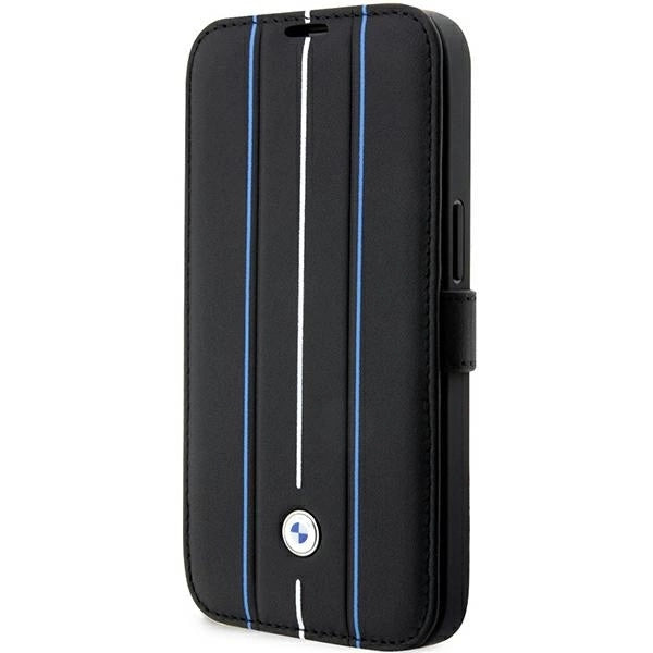Case BMW BMBKP14X22RVSK iPhone 14 Pro Max 6.7&quot; black/black bookcase Leather Stamp Blue Lines_0