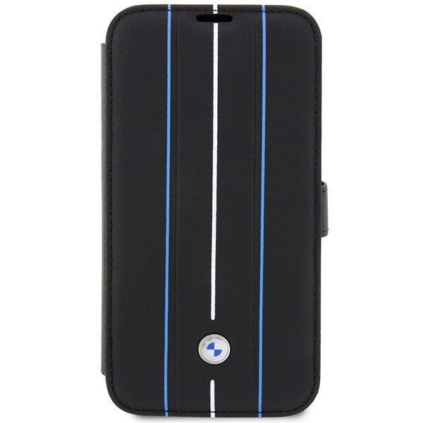 Case BMW BMBKP14X22RVSK iPhone 14 Pro Max 6.7&quot; black/black bookcase Leather Stamp Blue Lines_1
