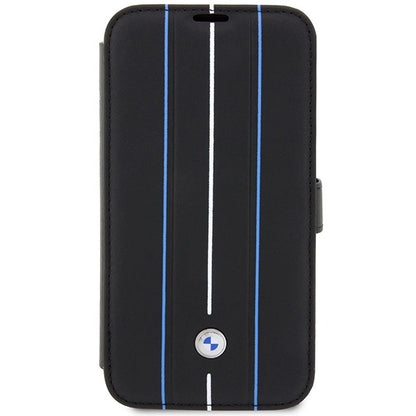 Case BMW BMBKP14X22RVSK iPhone 14 Pro Max 6.7&quot; black/black bookcase Leather Stamp Blue Lines_1