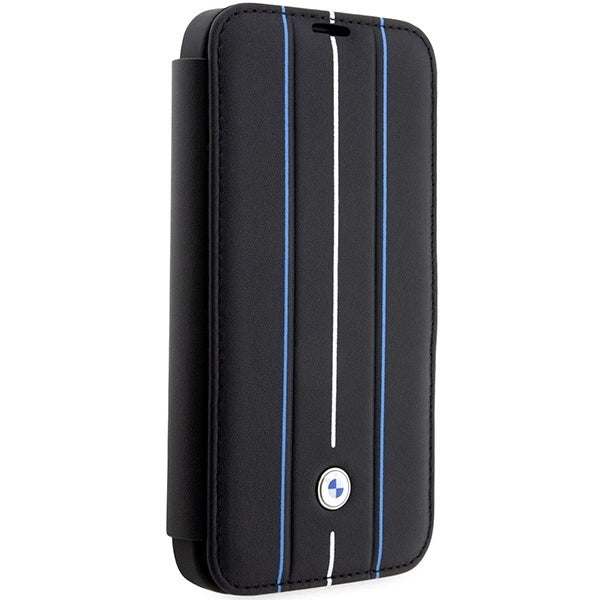 Case BMW BMBKP14X22RVSK iPhone 14 Pro Max 6.7&quot; black/black bookcase Leather Stamp Blue Lines_2
