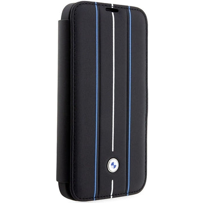 Case BMW BMBKP14X22RVSK iPhone 14 Pro Max 6.7&quot; black/black bookcase Leather Stamp Blue Lines_2