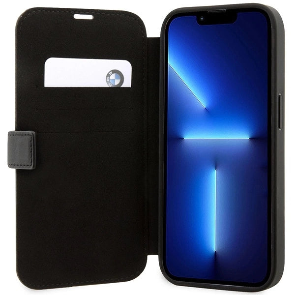 Case BMW BMBKP14X22RVSK iPhone 14 Pro Max 6.7&quot; black/black bookcase Leather Stamp Blue Lines_5