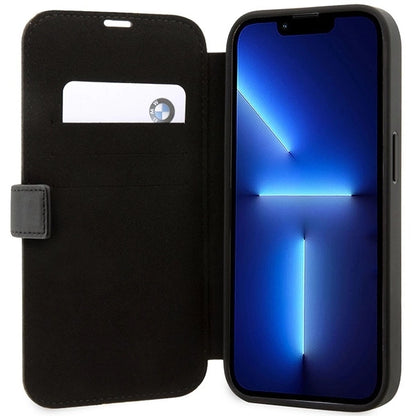 Case BMW BMBKP14X22RVSK iPhone 14 Pro Max 6.7&quot; black/black bookcase Leather Stamp Blue Lines_5