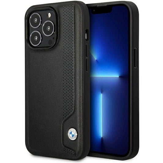 Case BMW BMHCP14L22RBDK iPhone 14 Pro 6.1&quot; black/black hardcase Leather Blue Dots_0