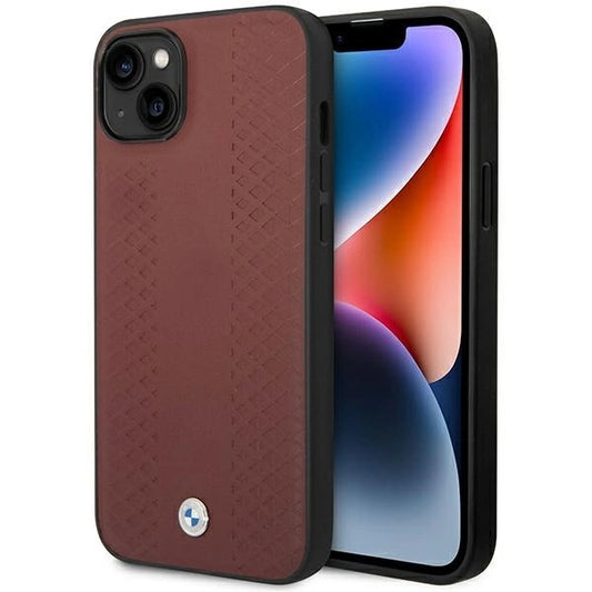 Case BMW BMHCP14S22RFGR iPhone 14 6.1&quot; Burgundy/burgundy Leather Diamond Pattern_0