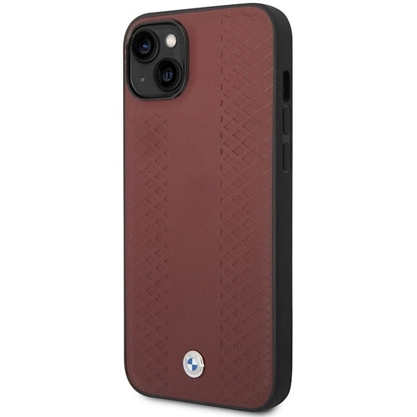Case BMW BMHCP14S22RFGR iPhone 14 6.1&quot; Burgundy/burgundy Leather Diamond Pattern_1