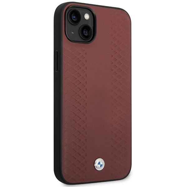 Case BMW BMHCP14S22RFGR iPhone 14 6.1&quot; Burgundy/burgundy Leather Diamond Pattern_3