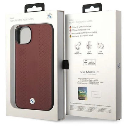 Case BMW BMHCP14S22RFGR iPhone 14 6.1&quot; Burgundy/burgundy Leather Diamond Pattern_7