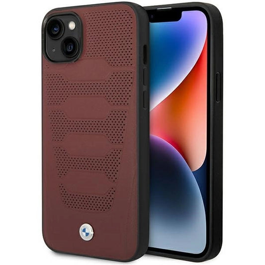 Case BMW BMHCP14S22RPSR iPhone 14 6.1&quot; burgundy/burgundy Leather Seats Pattern_0