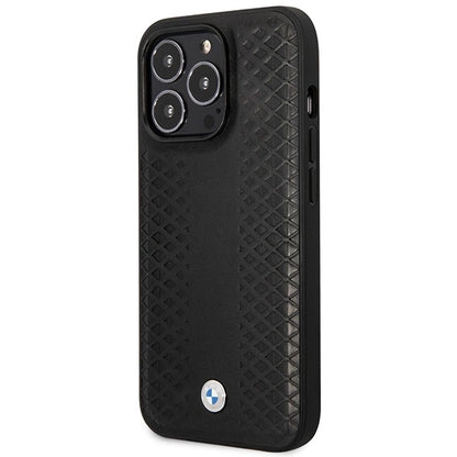 Case BMW BMHMP14L22RFGK iPhone 14 Pro 6.1&quot; black/black Leather Diamond Pattern MagSafe_1