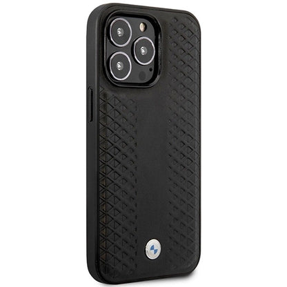 Case BMW BMHMP14L22RFGK iPhone 14 Pro 6.1&quot; black/black Leather Diamond Pattern MagSafe_3