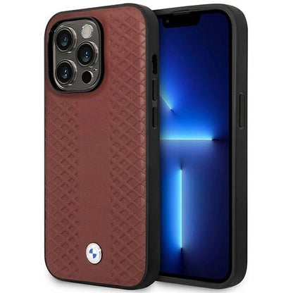 Case BMW BMHMP14L22RFGR iPhone 14 Pro 6.1&quot; Burgundy/burgundy Leather Diamond Pattern MagSafe_0