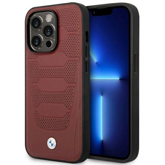 Case BMW BMHMP14L22RPSR iPhone 14 Pro 6.1&quot; Burgundy/burgundy Leather Seats Pattern MagSafe_0