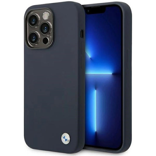 Case BMW BMHMP14LSILNA iPhone 14 Pro 6.1&quot; navy blue/navy Silicone Metal Logo MagSafe_0