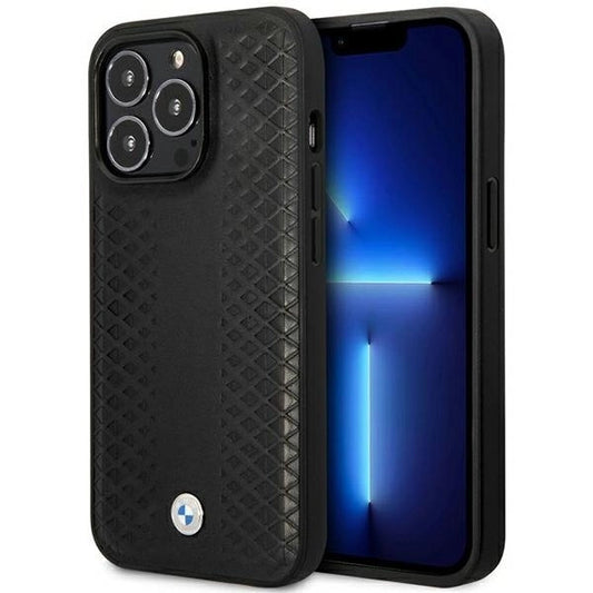 Case BMW BMHMP14X22RFGK iPhone 14 Pro Max 6.7&quot; black/black Leather Diamond Pattern MagSafe_0