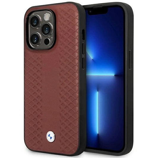 Case BMW BMHMP14X22RFGR iPhone 14 Pro Max 6.7" Burgundy/burgundy Leather Diamond Pattern MagSafe_0
