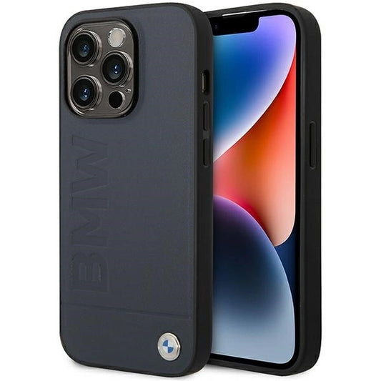 Case BMW BMHMP14XSLLNA iPhone 14 Pro Max 6.7&quot; navy/navy hardcase Leather Hot Stamp MagSafe_0