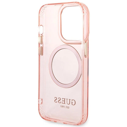 Guess GUHMP14XHTCMP iPhone 14 Pro Max 6.7&quot; pink/pink hard case Gold Outline Translucent MagSafe_6