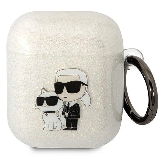 Karl Lagerfeld KLA2HNKCTGT Airpods 1/2 cover transparent Gliter Karl&amp;Choupette_0