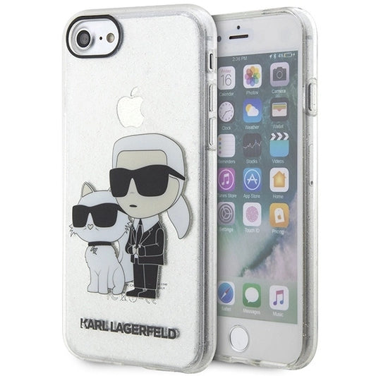 Karl Lagerfeld KLHCI8HNKCTGT iPhone 7/8/ SE 2020 / SE 2022 transparent hardcase Gliter Karl&amp;Choupette_0