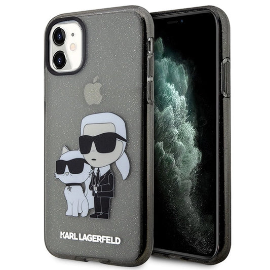 Karl Lagerfeld KLHCN61HNKCTGK iPhone 11 / Xr 6.1&quot; black/black hardcase Gliter Karl&amp;Choupette_0