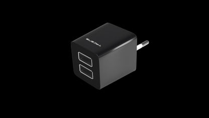 TACENS ANIMA AUSB1 USB CHARGER, 2x USB PORTS, 2.1A ULTRAFAST CHARGE, LIGHWEIGT AND COMPACT SIZE DESIGN, EU CONNECTOR, BLACK/WHITE DESIGN_0